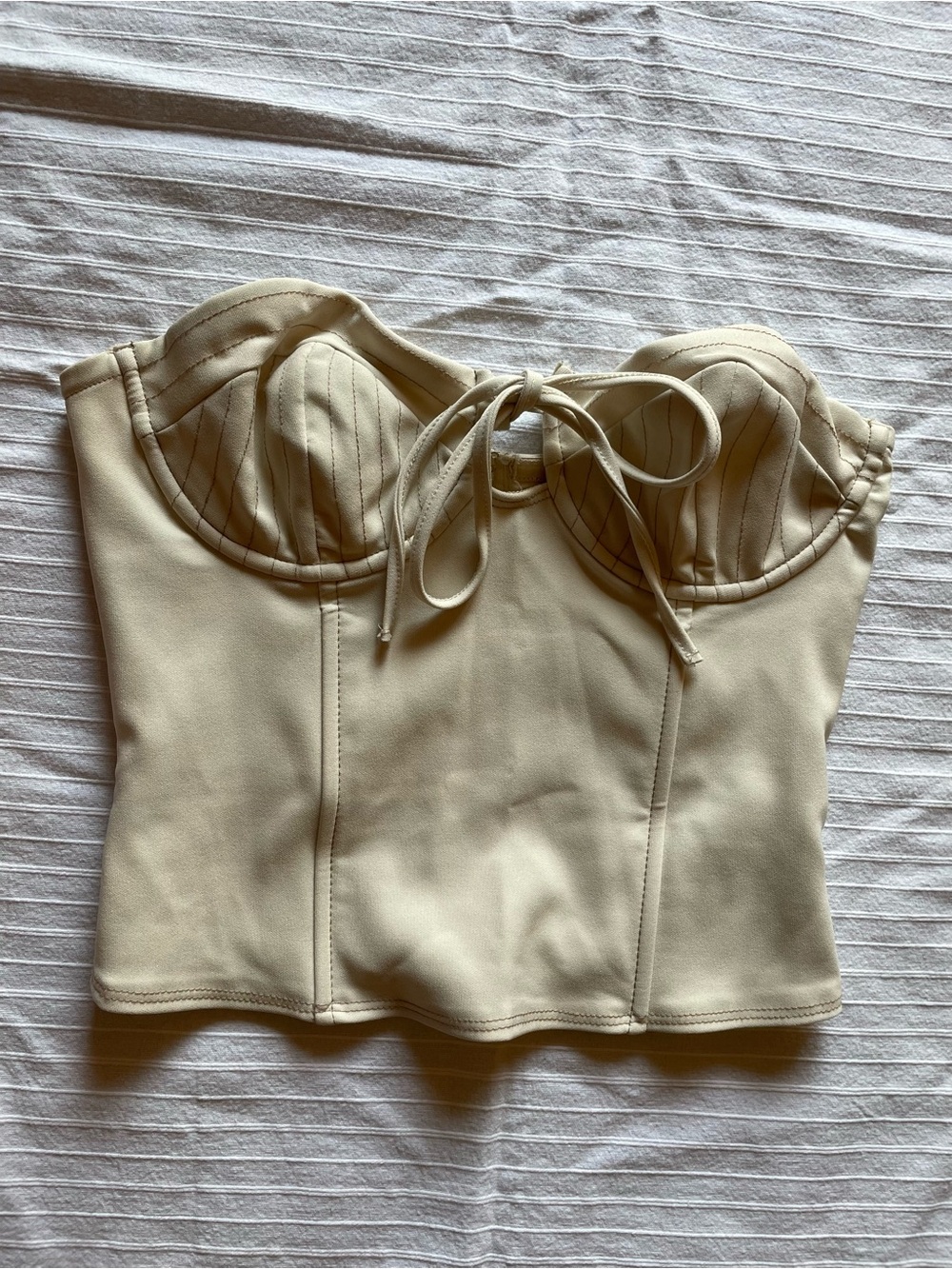 Edikted Cream Bustier Camisole with Front Tie